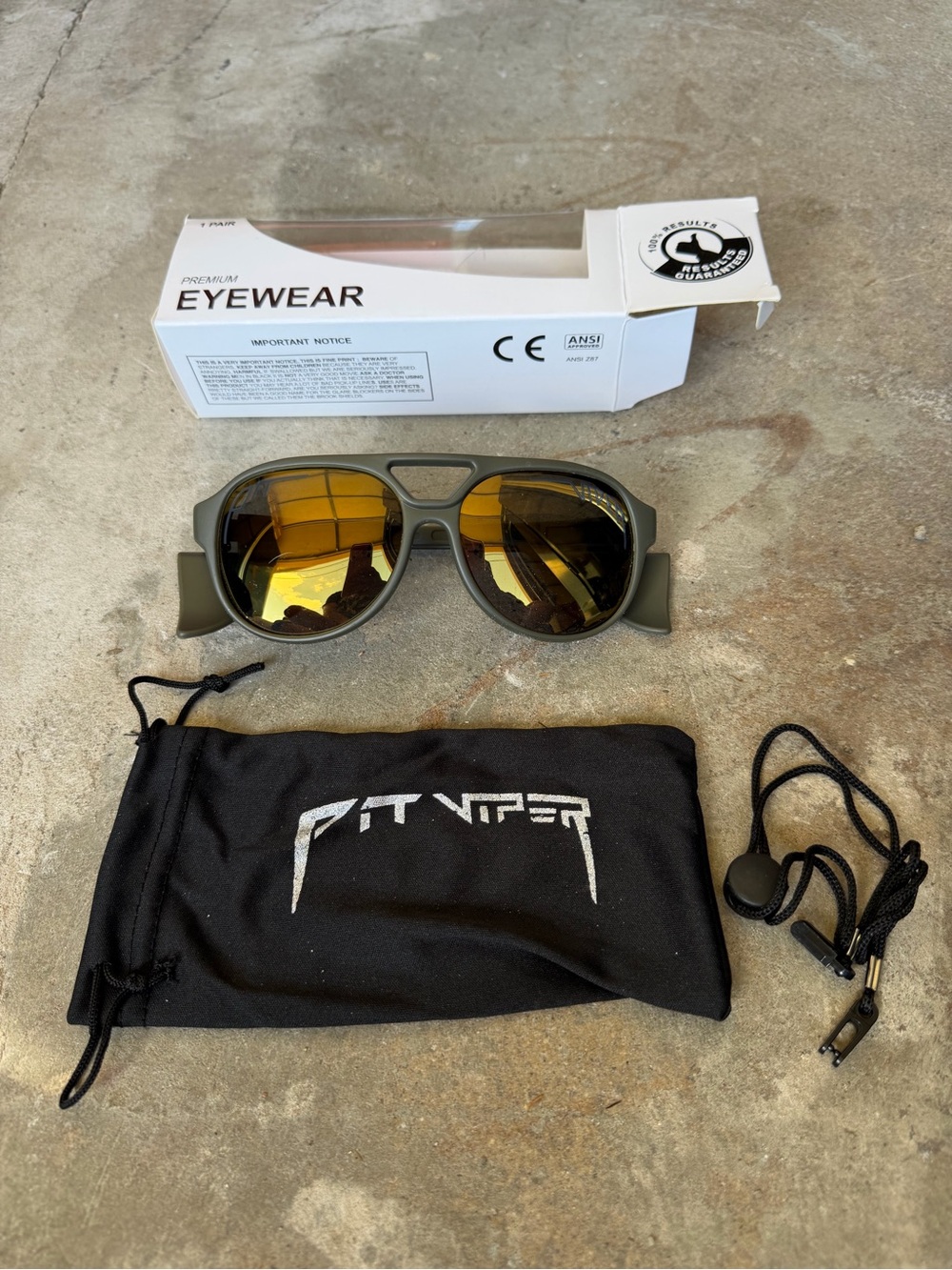 Pit Viper Olive Green Frame Sunglasses with Yellow Mirrored Lenses